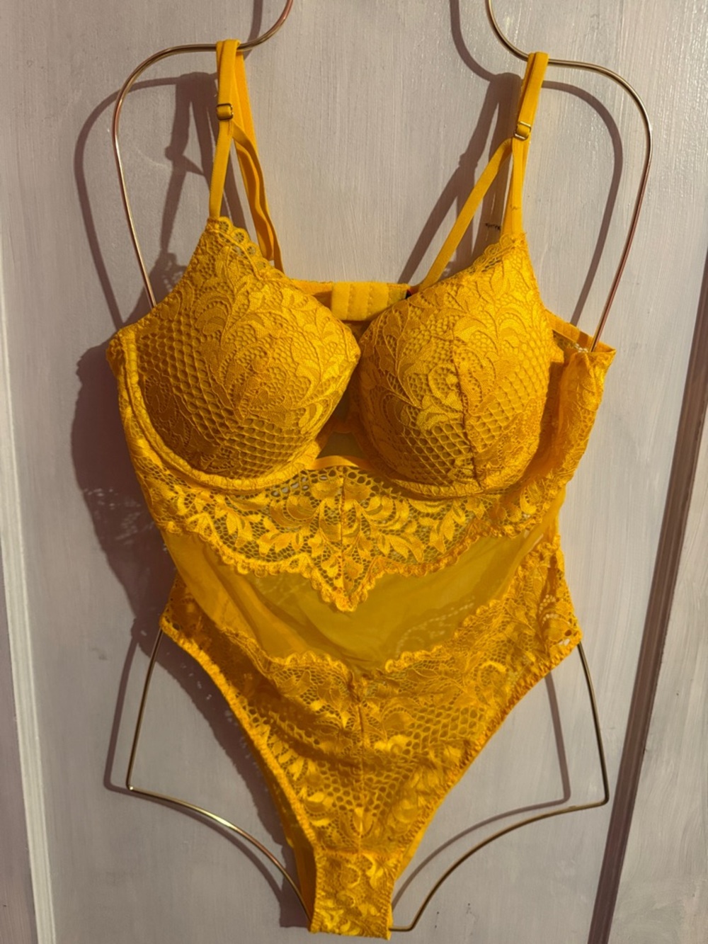 La Senza Yellow Lace Bodysuit